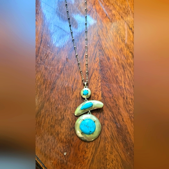 Lucky Brand Jewelry - Lucky Brand Blue and Gold Necklace with Organic Pendant